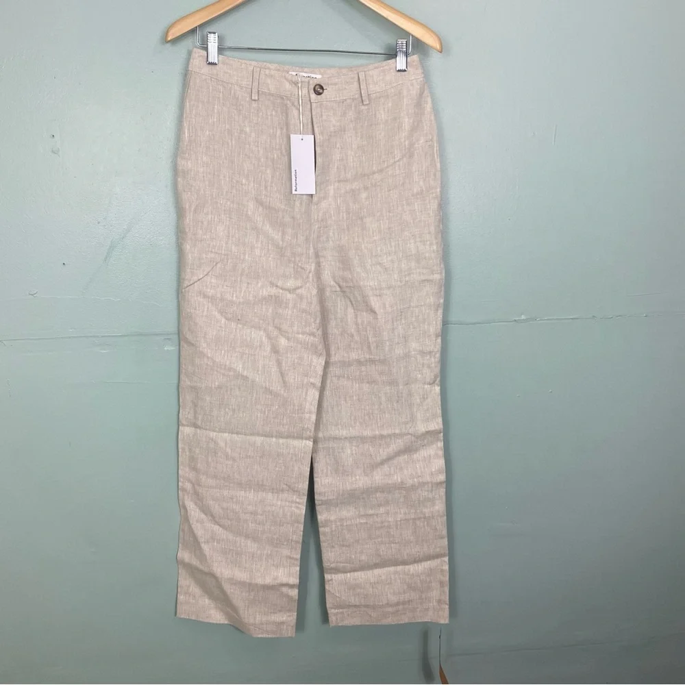 Reformation Freddie Linen Pant Oatmeal‎ Beige Cream Size 8
